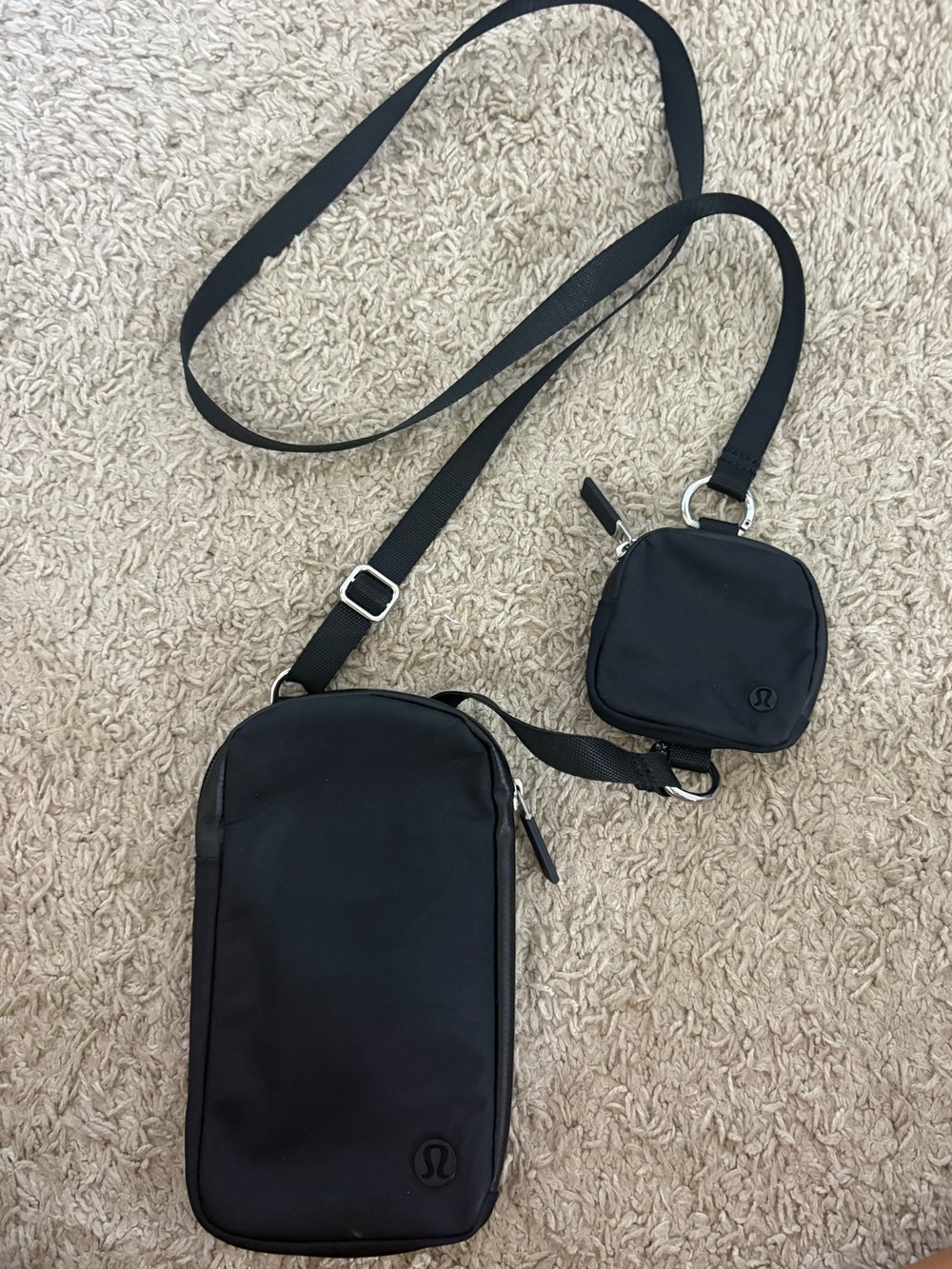 lululemon athletica Black Crossbody Bag with Detachable Mini Pouch